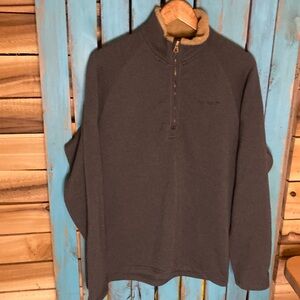 Timberland pullover quarter zip sweater size large gray tan in collar polyester